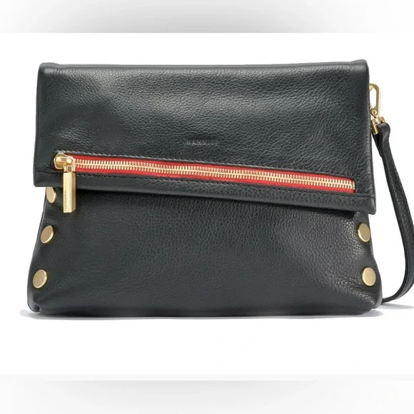 Hammitt VIP Medium Black/Brushed Gold Red Zipper Bag - Picture 4 of 12